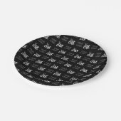 2つのロゴまたはイメージの繰り返しパターン ペーパープレート (アングル)