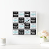 2つのロゴイベントホワイトシンプル背景 スクエア壁時計 (ホーム)