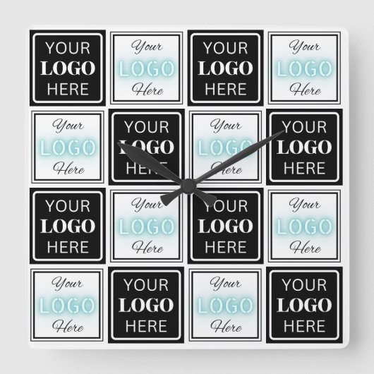 2つのロゴイベントホワイトシンプル背景 スクエア壁時計 (正面)