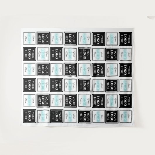 2つのロゴイベントホワイトスクエアシンプル タペストリー (正面(横))