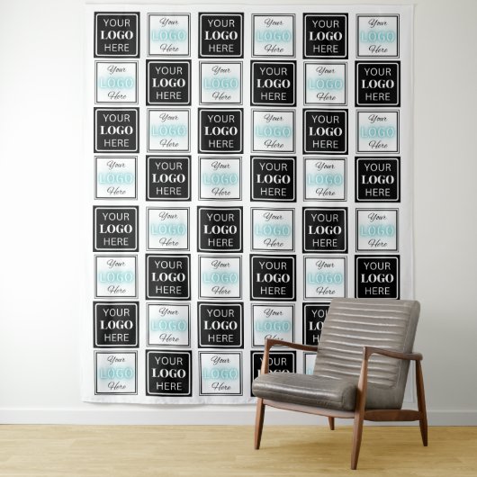 2つのロゴイベントホワイトスクエアシンプル タペストリー (インサイチュ)