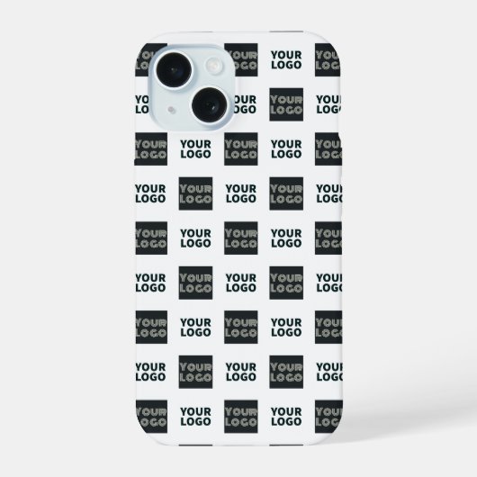 2つのロゴシンプルな繰り返しロゴ | 白 iPhone 15ケース (裏面)