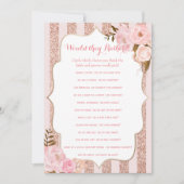 2つのローズゴールドとピンクのブライダルシャワーゲーム 招待状 (正面)