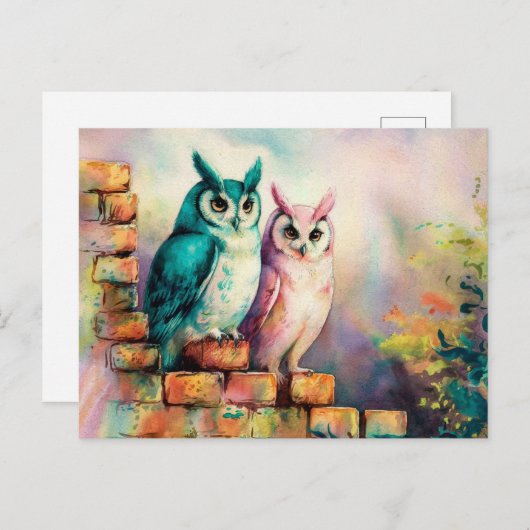 2つのワイズフール水の色AIアート ポストカード (正面/裏面)