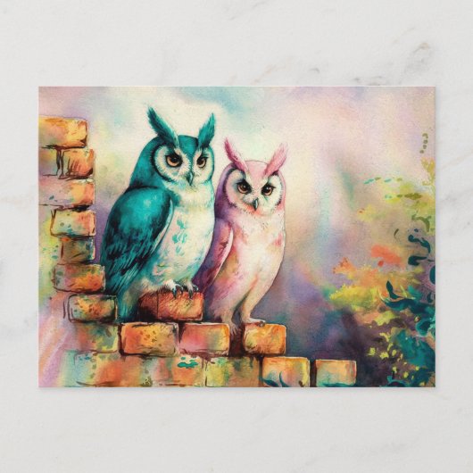 2つのワイズフール水の色AIアート ポストカード (正面)