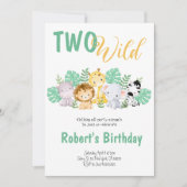 2つのワイルドサファリベイビーバースデー招待状 招待状 (正面)