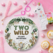 2つのワイルドトロピカルジャングルサファリアニマルズ誕生日 ペーパープレート (パーティー)