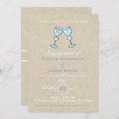 2つのワイングラス　遊び心あふれる結婚式　婚約 招待状 (正面/裏面)