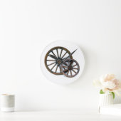 2つのワゴンホイール ラウンド壁時計 (ホーム)