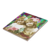 2つのヴィンテージ小さな女の子デジタルアート タイル (側面)