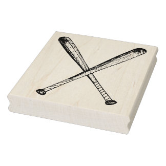 2つのヴィンテージ木製野球こうもりラバーアートスタンプ ラバースタンプ