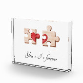 2つの一致するパズルピースと赤いハート フォトブロック (右)