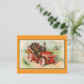 2つの七面鳥と車の感謝葉書 シーズンポストカード (スタンド正面)