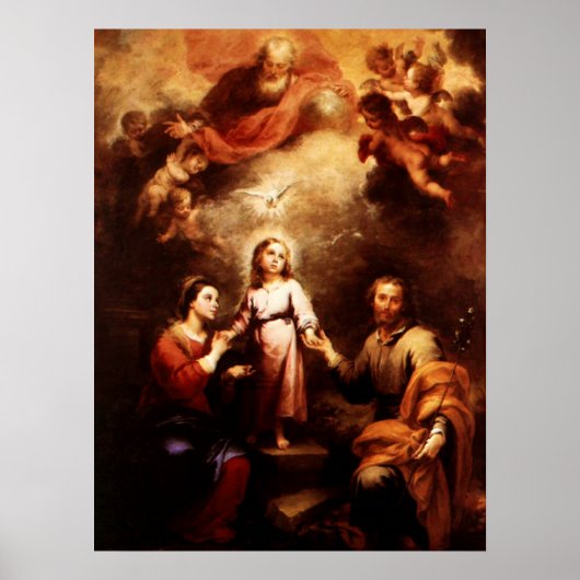 2つの三位一体 – 聖なる家族 – Murillo ポスター (正面)