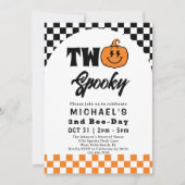 2つの不気味おもしろいレトロハロウィーン2nd誕生日パーティー 招待状 (正面)