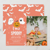 2つの不気味なハロウィーンの最初の誕生日パーティーInvitati 招待状 (正面/裏面)