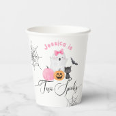 2つの不気味なハロウィーンの誕生日の小さなブー 紙コップ (裏面)