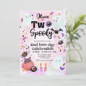 2つの不気味なピンクのゴーストハロウィン 招待状 (スタンド正面)