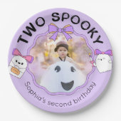 2つの不気味ハロウィン誕生日写真 ペーパープレート (正面)