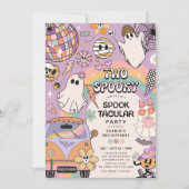 2つの不気味レトロおもしろいハロウィーン2回目の誕生日パーティー 招待状 (正面)