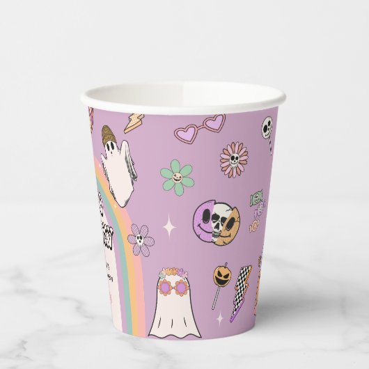 2つの不気味レトロおもしろいハロウィーン2回目の誕生日パーティー 紙コップ (左)