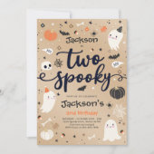 2つの不気味ヴィンテージハロウィン幽霊2nd誕生日 招待状 (正面)