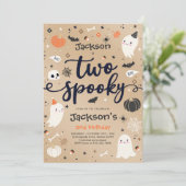 2つの不気味ヴィンテージハロウィン幽霊2nd誕生日 招待状 (スタンド正面)