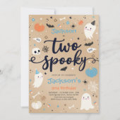 2つの不気味ヴィンテージハロウィン幽霊2nd誕生日 招待状 (正面)