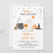 2つの不気味幽霊カボチャHalloween 2nd誕生日 招待状 (正面)