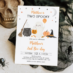 2つの不気味幽霊カボチャHalloween 2nd誕生日 招待状