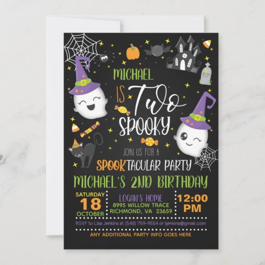 2つの不気味誕生日招待状- Blk 招待状 (正面)