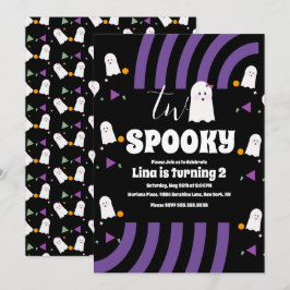 2つの不気味Groovy文字ハロウィーン幽霊パーティー 招待状