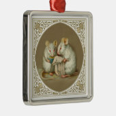 2つの人間の形をしたネズミの読むこと メタルオーナメント (右)