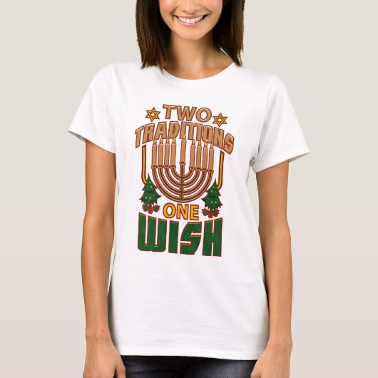 2つの伝統One wish Hanukkahグラフィック Tシャツ (正面)