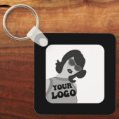 2つの側面あなたのロゴ+ QRコードシンプルビジネスオフィス キーホルダー (正面)