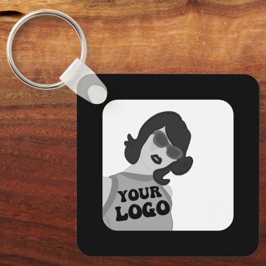 2つの側面あなたのロゴ+ QRコードシンプルビジネスオフィス キーホルダー (正面)