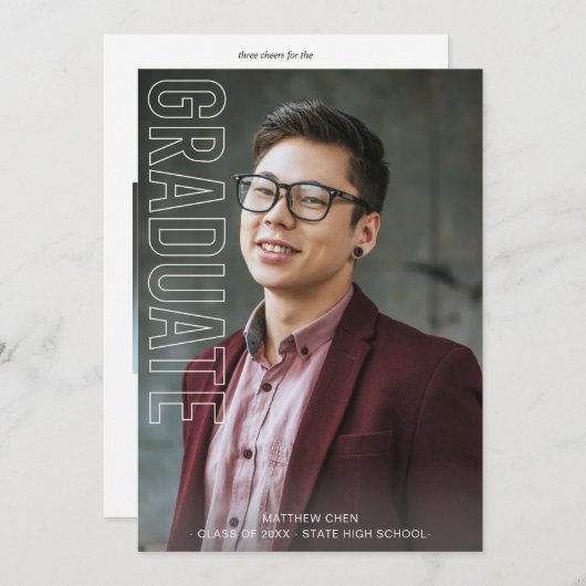 2つの写真おもしろいタイプ研究発表V2 招待状 (正面/裏面)