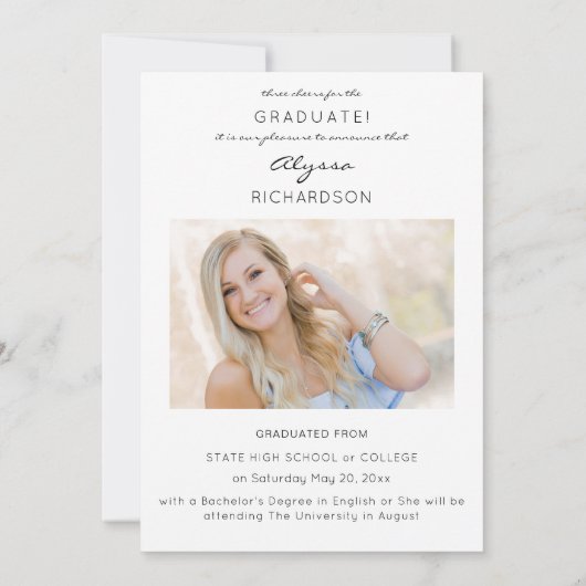 2つの写真おもしろい型の大学院の発表 招待状 (裏面)