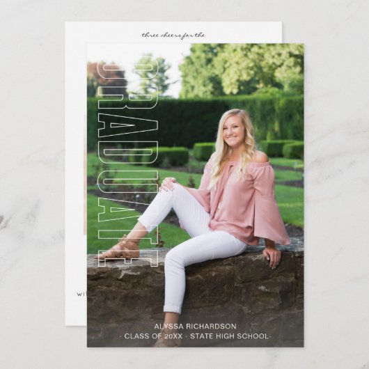 2つの写真おもしろい型の大学院の発表 招待状 (正面/裏面)