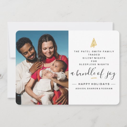 2つの写真とのおもしろいな休日の誕生の発表 招待状 (正面)