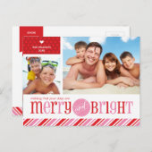 2つの写真のクリスマスの郵便はがき:: メリーで及び明るい2 シーズンポストカード (正面/裏面)