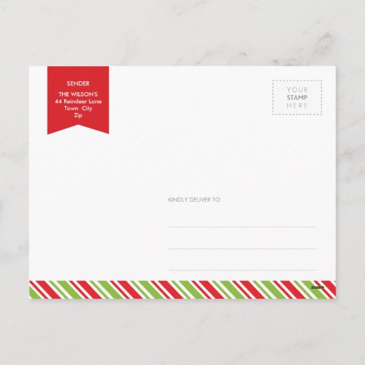 2つの写真のクリスマスの郵便はがき:: メリーで及び明るい3 シーズンポストカード (裏面)