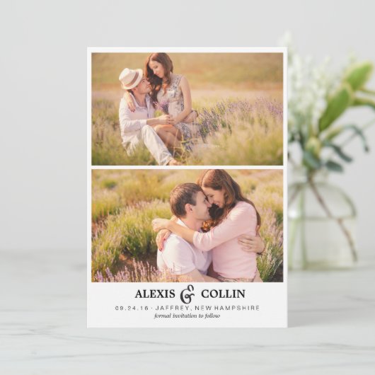 2つの写真のシンプルの保存日付カード セーブザデート (スタンド正面)