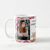 2つの写真のピンクの格子縞の花の世界で最も最高のなお母さん コーヒーマグカップ (左)