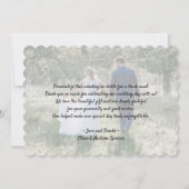 2つの写真のモダンな結婚式のシンプルな原稿の書道 サンキューカード (裏面)