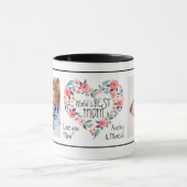 2つの写真の世界で最も最高のなお母さんのピンクの花のハートのリース マグカップ (中央)