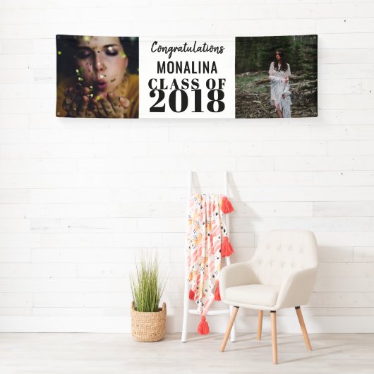 2つの写真の大学院のはっきりしたなお祝い 横断幕 (インサイチュ)