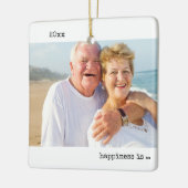 2つの写真の幸せが一緒にミニマル化 セラミックオーナメント (左)