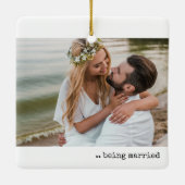 2つの写真の幸せはミニマル結婚したム化 セラミックオーナメント (裏面)
