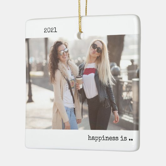 2つの写真の幸せは友人ミニマリスト セラミックオーナメント (左)